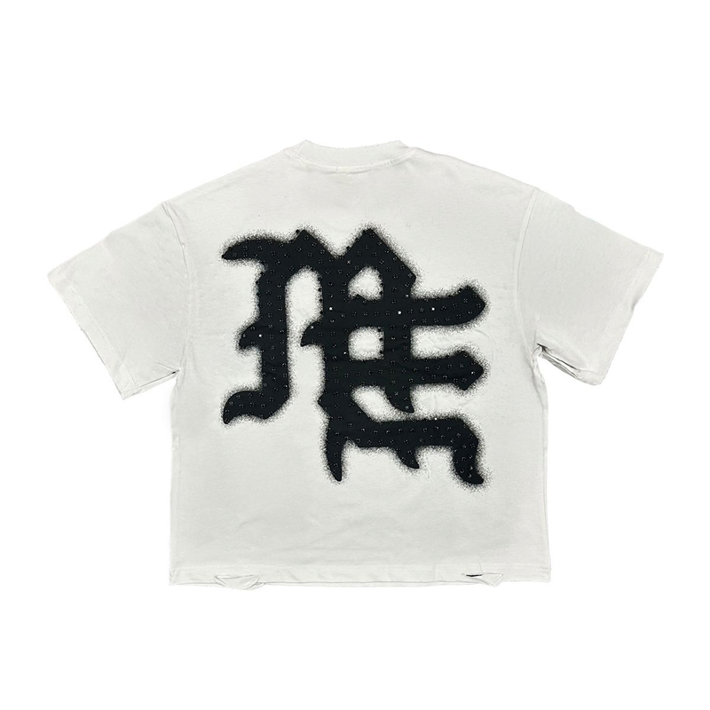 Alternative view of Mixed Emotion "Black E.N.D Rhinestone" Tee (White)