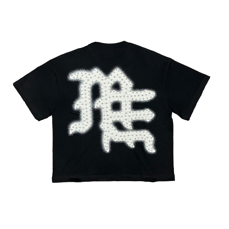 Alternative view of Mixed Emotion "White E.N.D Rhinestone" Tee (Black)