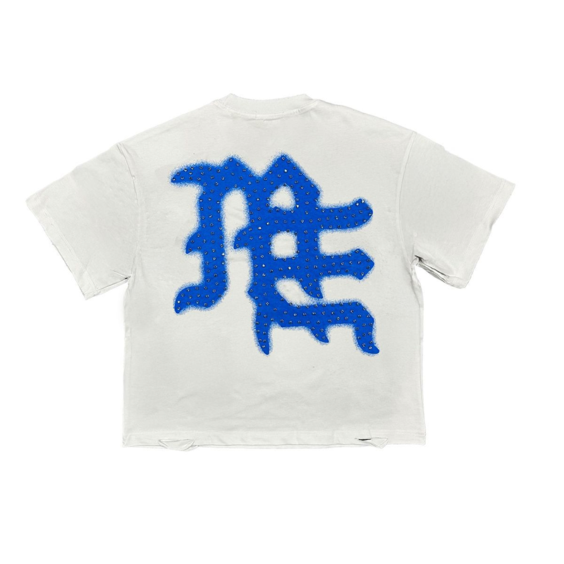Alternative view of Mixed Emotion "Blue E.N.D Rhinestone" Tee (White)
