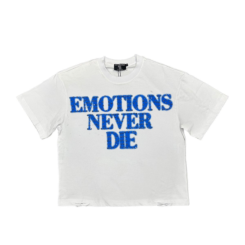Mixed Emotion "Blue E.N.D Rhinestone" Tee (White)