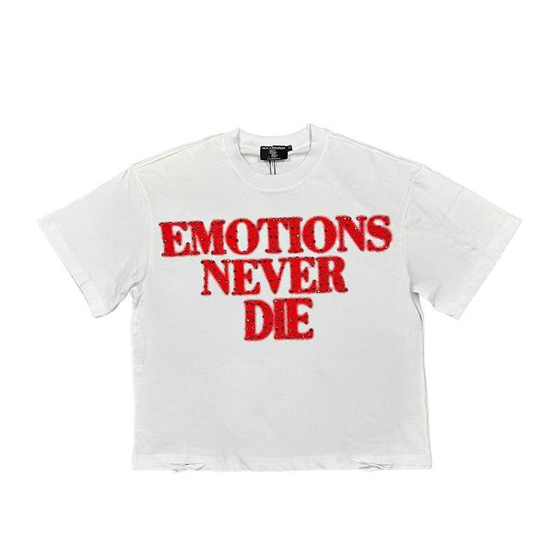Mixed Emotion "Red E.N.D Rhinestone" Tee (White)