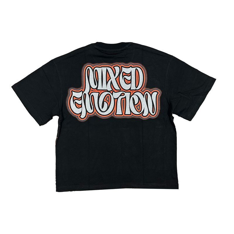 Alternative view of Mixed Emotion "Twin Rhinestone" Tee (Black)