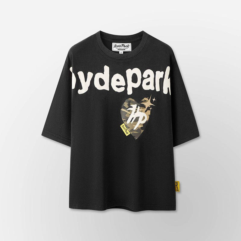 Hyde Park "Power Skull Green Camo Heart" Tee (Black)