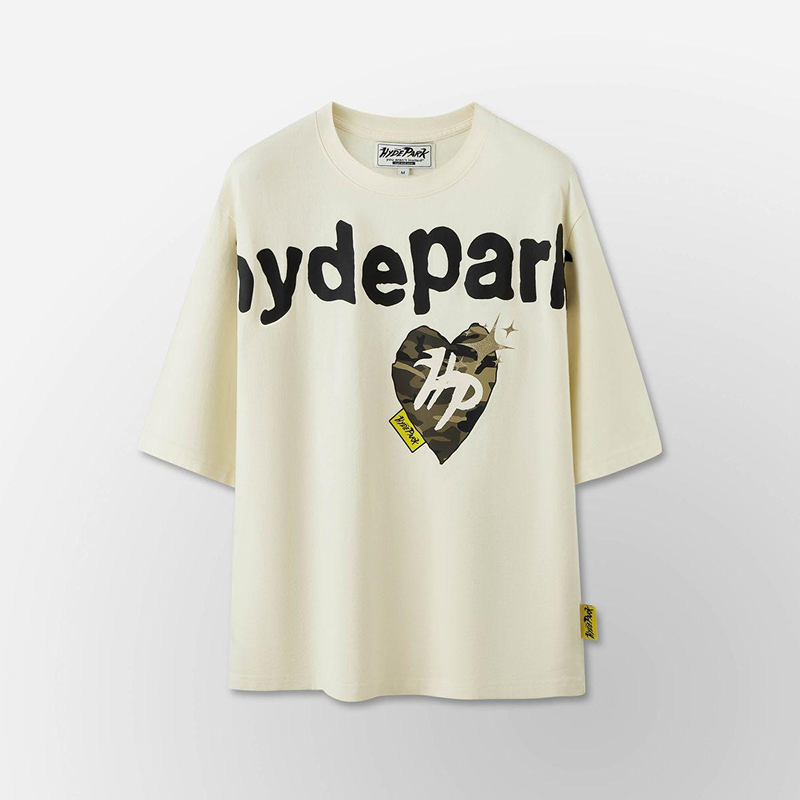 Hyde Park " Power Skull Green Camo Heart" Tee (Cream)