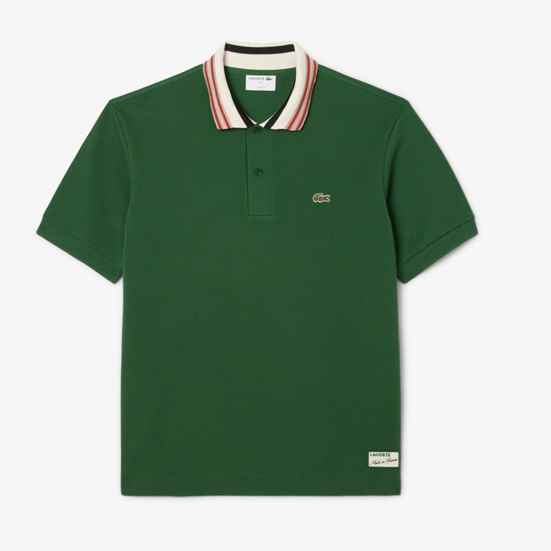 Lacoste Striped Collar Polo Shirt (Green)
