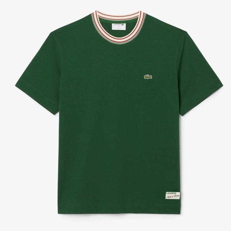 Lacoste Ribbed Collar Cotton Tee (Pine Green)