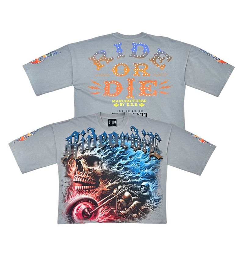 Stray Stray ride or die 3/4 sleeve tee (Light Grey)