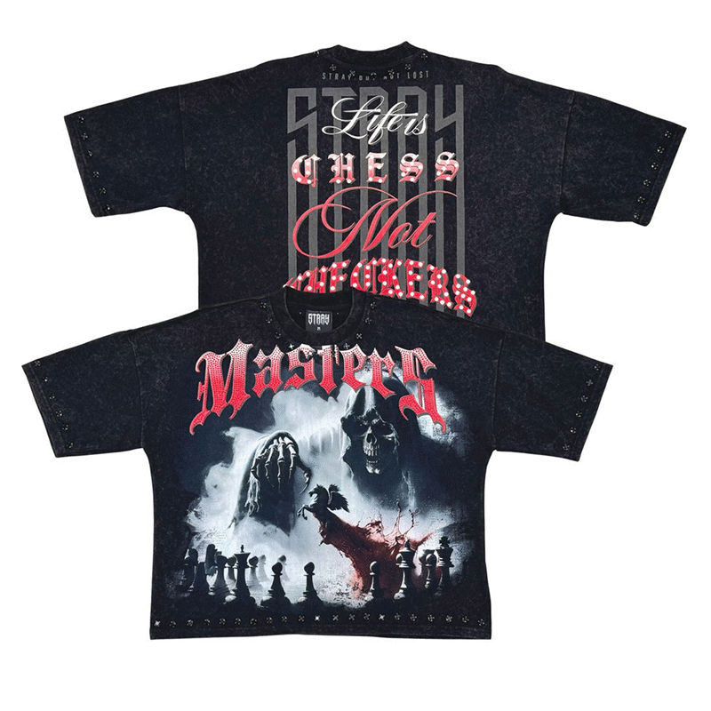 Stray Chess Not Checkers 3/4 sleeve tee (Black)