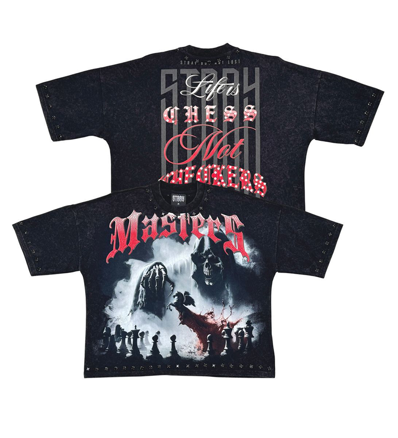 Stray Chess Not Checkers 3/4 sleeve tee (Black)