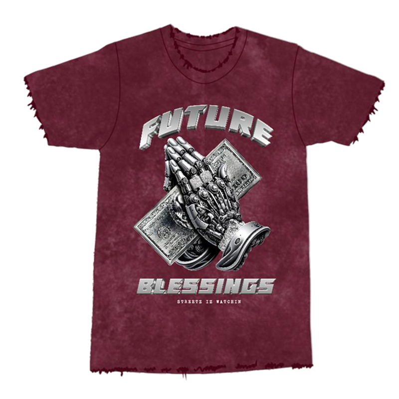 Streetz “Future Blessings” Hands Tee Washed Burgundy