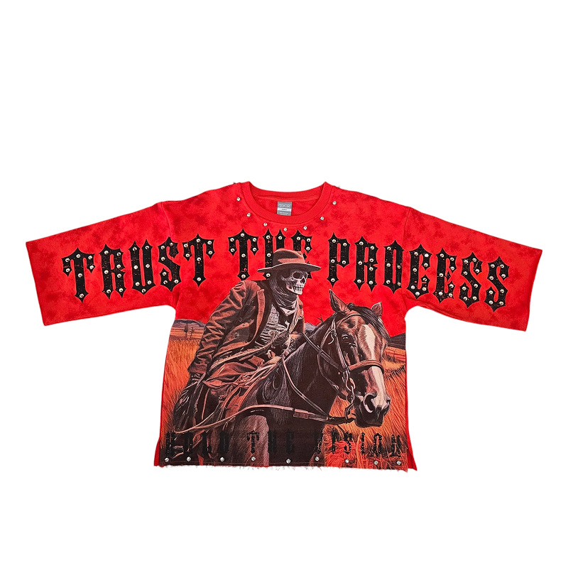 Alternative view of TAKER 'Trust the Process' Cropped T-Shirt Red