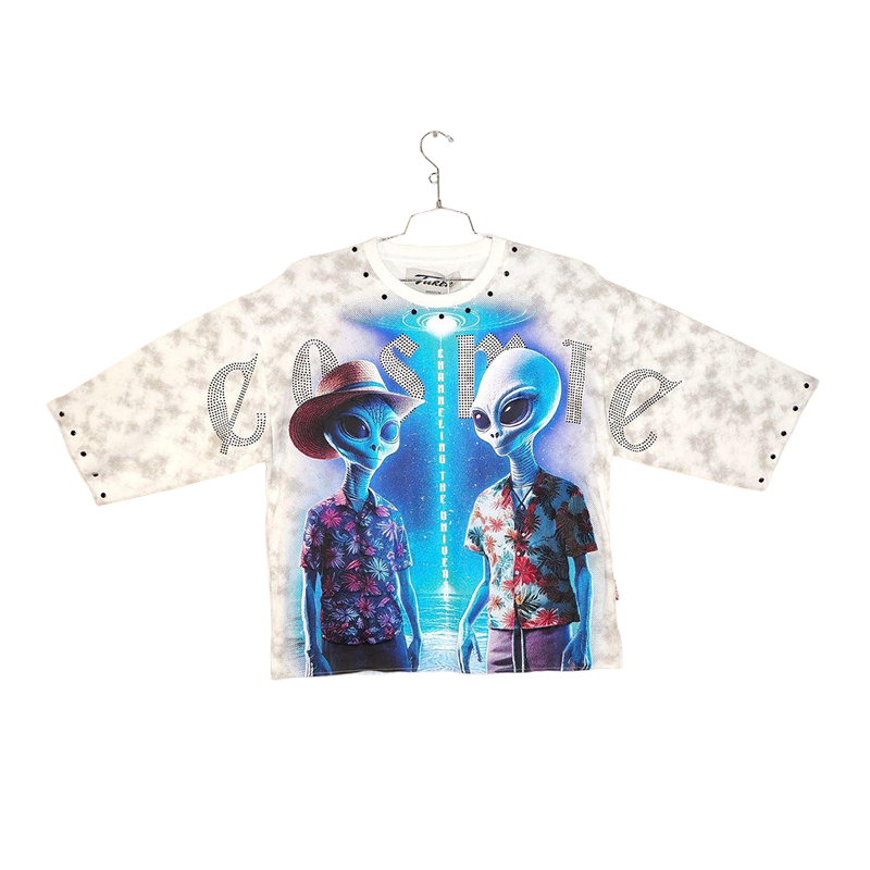 Takers “Escape” Cropped Terry T-Shirt White