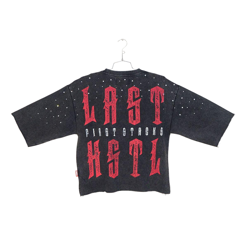 Alternative view of Takers “Last Hustle” Cropped Terry T-Shirt Black
