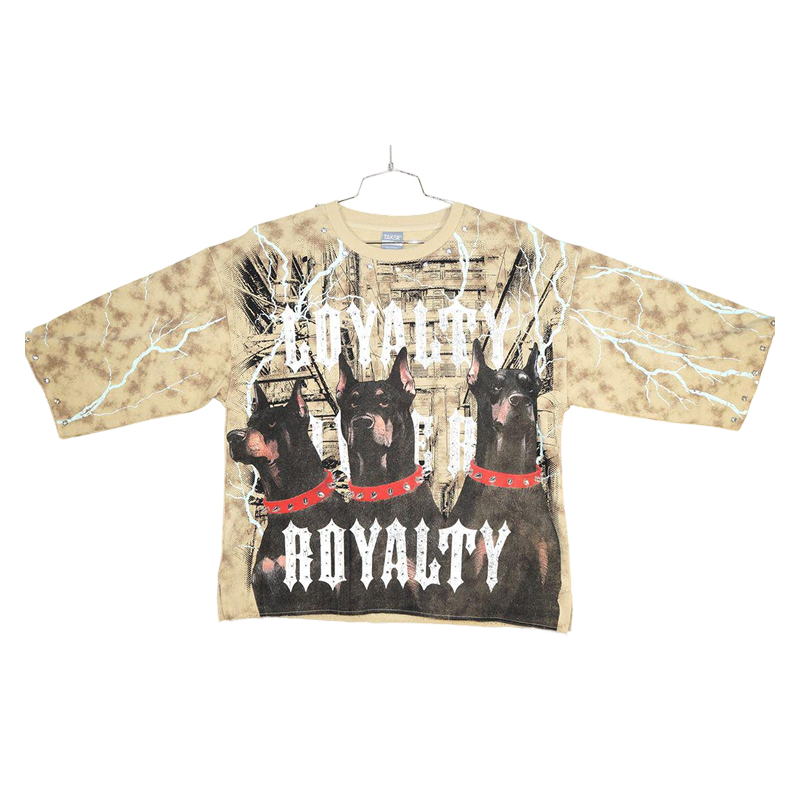 Takers “Loyalty Royalty”  Cropped Terry T-Shirt Cream