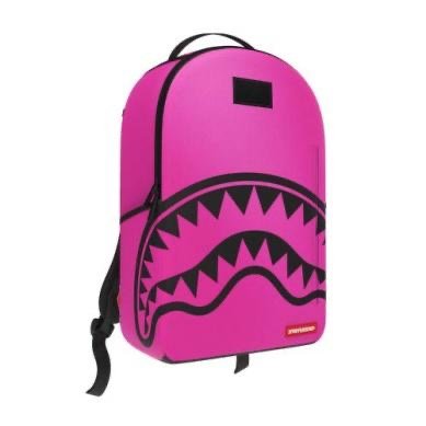 SHARK CENTRAL WHITE STENCIL SHARK PINK NYLON BACKPACK
