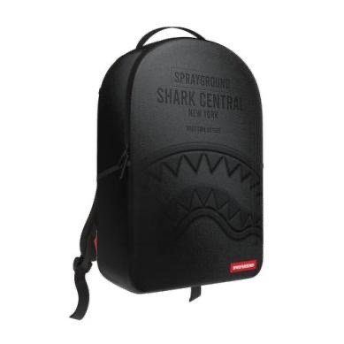 SHARK CENTRAL EMBOSSED BLACK NYLON BACKPACK