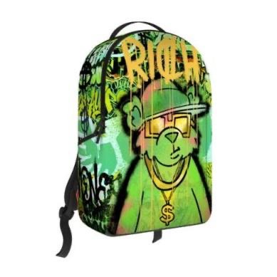 RICH GRAFFITI BEAR GREEN BACKPACK