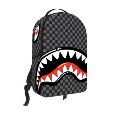SHARKS IN PARIS WTF BUBBLY BLACK CHECK BACKPACK